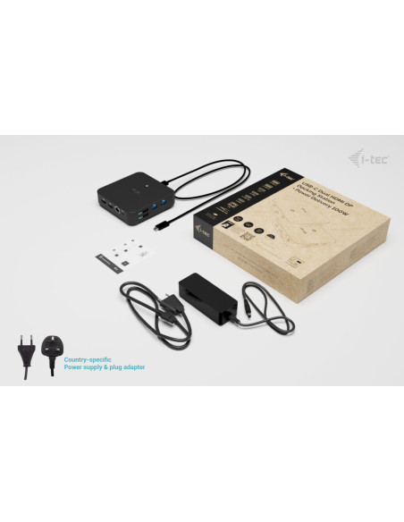 i-tec USB-C DP Dual HDMI Docking Station with Power Delivery 100 W + Universal Charger 100W