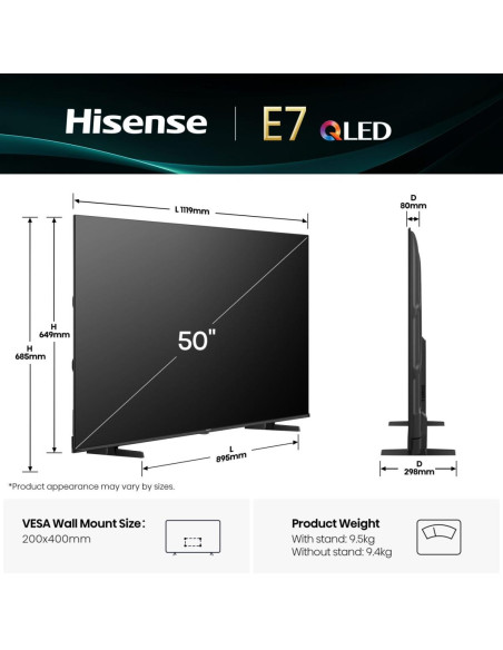 Hisense 50E79Q TV 127 cm (50") 4K Ultra HD Smart TV Wi-Fi Nero