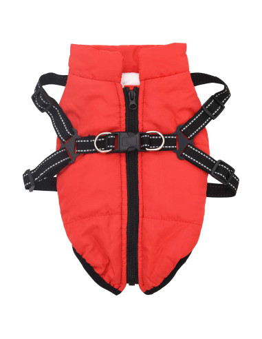Cappotto per Cani con imbracatura Rosso L40 Pile e Poliestere
