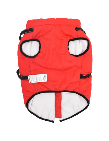 Cappotto per Cani con imbracatura Rosso L44 Pile e Poliestere