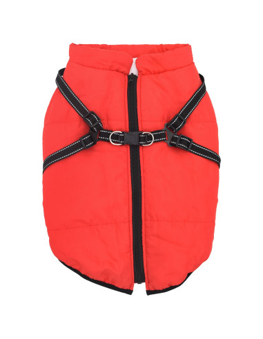 Cappotto per Cani con imbracatura Rosso L68 Pile e Poliestere