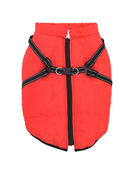 Cappotto per Cani con imbracatura Rosso L68 Pile e Poliestere