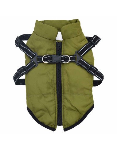 Cappotto per Cani Verde militare L32 Pile e Poliestere