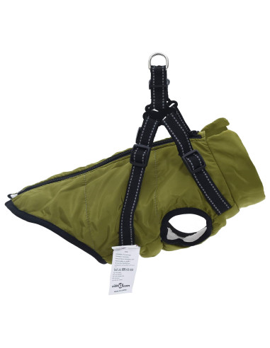 Cappotto per Cani Verde militare L32 Pile e Poliestere