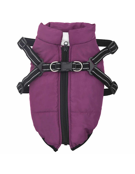 Cappotto per Cani con imbracatura Viola L28 Pile e Poliestere