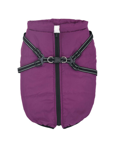Cappotto per Cani con imbracatura Viola L52 Pile e Poliestere