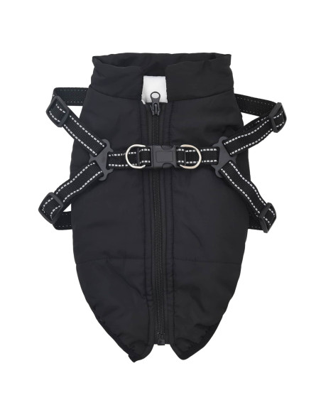 Cappotto per Cani con imbracatura Nero L24 Pile e Poliestere