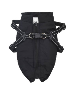 Cappotto per Cani con imbracatura Nero L28 Pile e Poliestere 2
