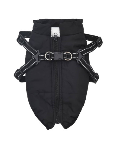 Cappotto per Cani con imbracatura Nero L32 Pile e Poliestere