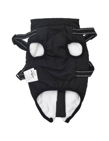 Cappotto per Cani con imbracatura Nero L32 Pile e Poliestere