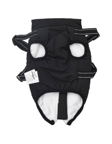 Cappotto per Cani con imbracatura Nero L40 Pile e Poliestere