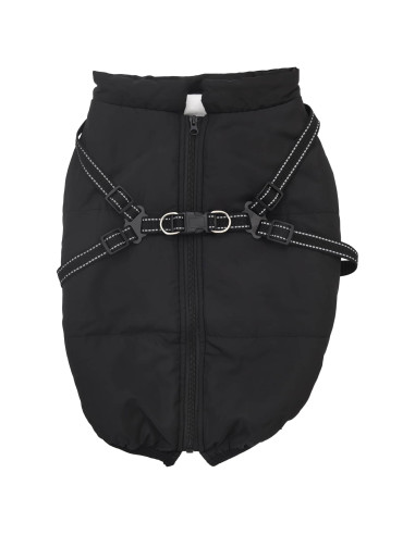 Cappotto per Cani con imbracatura Nero L44 Pile e Poliestere