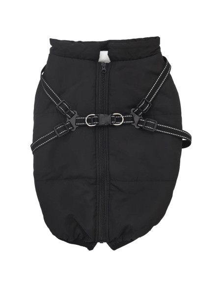 Cappotto per Cani con imbracatura Nero L44 Pile e Poliestere