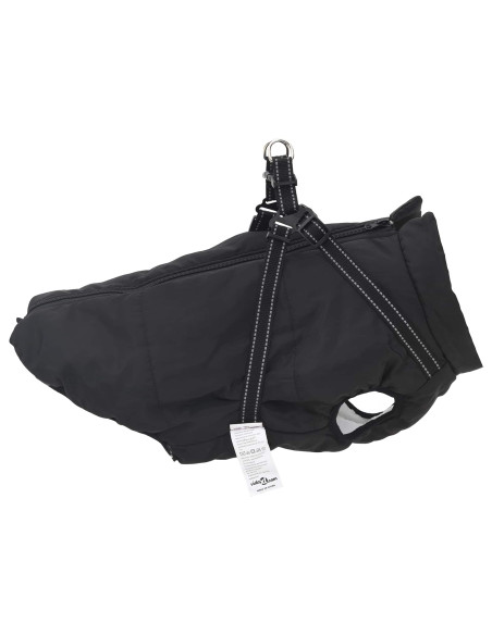 Cappotto per Cani con imbracatura Nero L44 Pile e Poliestere
