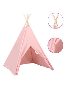 Tenda Tipi per Bambini con Borsa Rosa Microfibra 120x120x150cm 2
