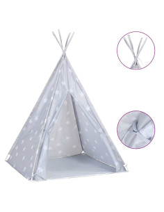 Tenda Tipi Bambini con Borsa Grigio Poliestere 115x115x160cm 2