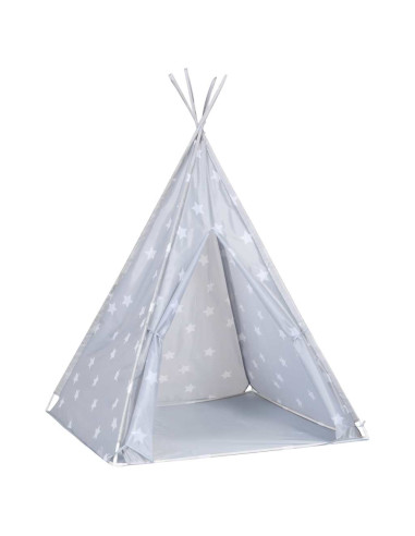 Tenda Tipi Bambini con Borsa Grigio Poliestere 115x115x160cm