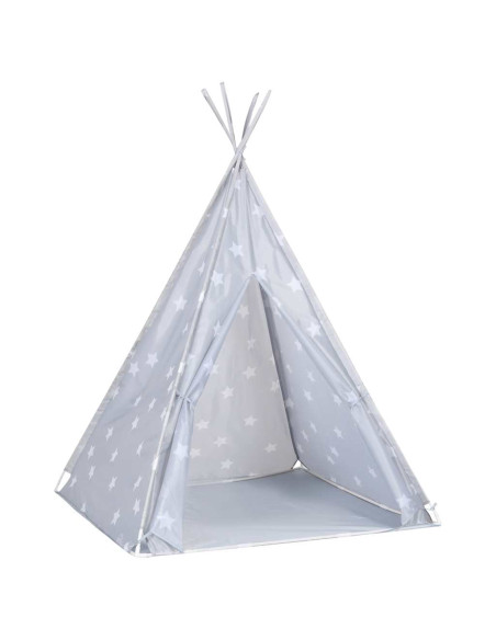 Tenda Tipi Bambini con Borsa Grigio Poliestere 115x115x160cm