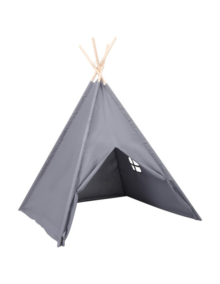 Tenda Tipi Bambini con Borsa Grigio Microfibra 120x120x150cm