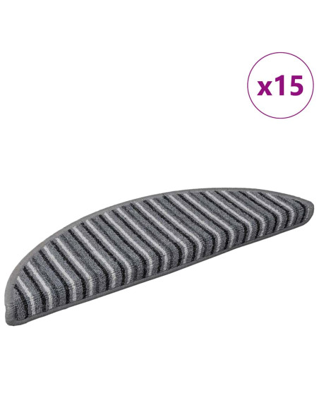 Tappetini per scale autoadesivi 15 pcs Grigio 56 x 17 x 3 cm