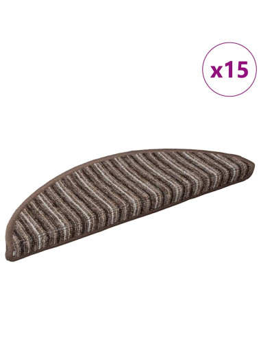 Tappetini per scale autoadesivi 15 pcs Marrone 56 x 17 x 3 cm