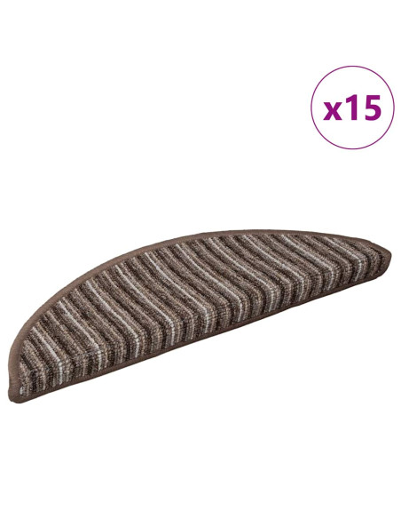 Tappetini per scale autoadesivi 15 pcs Marrone 56 x 17 x 3 cm