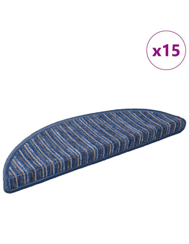 Tappetini per scale autoadesivi 15 pcs Blu 56 x 17 x 3 cm