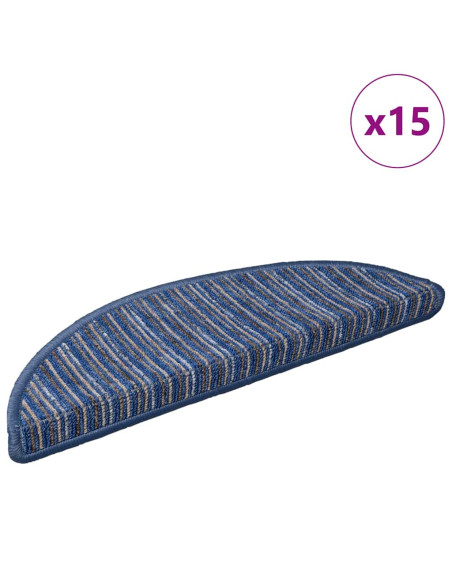 Tappetini per scale autoadesivi 15 pcs Blu 56 x 17 x 3 cm