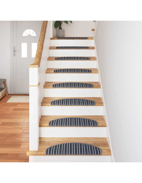 Tappetini per scale autoadesivi 15 pcs Grigio 65 x 21 x 4 cm