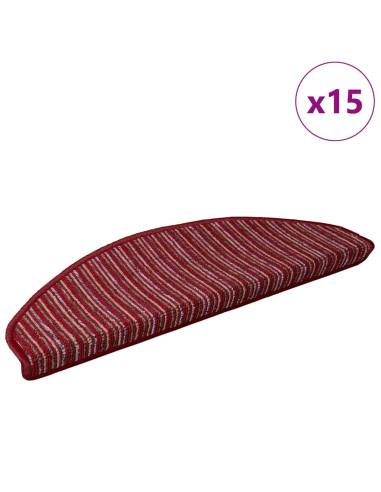 Tappetini per scale autoadesivi 15 pcs Rosso 65 x 21 x 4 cm