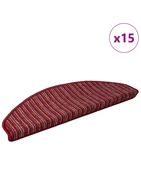 Tappetini per scale autoadesivi 15 pcs Rosso 65 x 21 x 4 cm