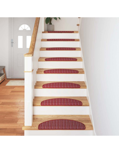 Tappetini per scale autoadesivi 15 pcs Rosso 65 x 21 x 4 cm