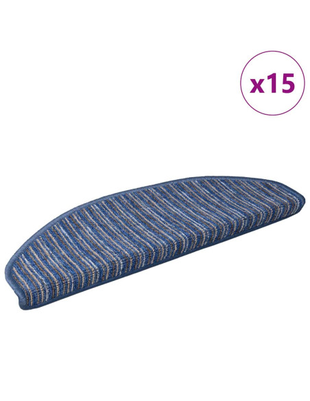 Tappetini per scale autoadesivi 15 pcs Blu 65 x 21 x 4 cm