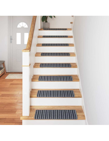 Tappetini per scale autoadesivi 15 pcs Grigio 65 x 21 x 4 cm