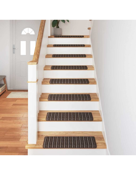 Tappetini per scale autoadesivi 15 pcs Marrone 65 x 21 x 4 cm