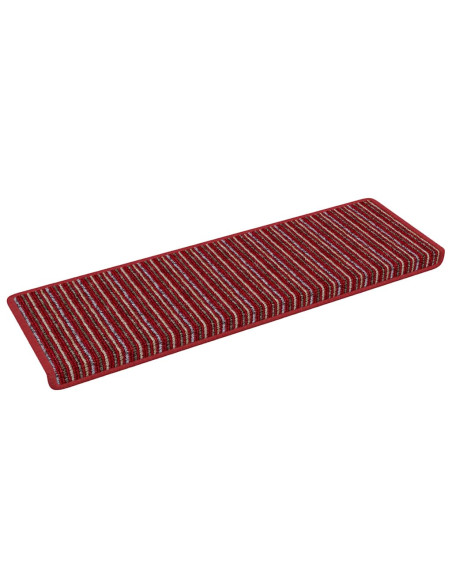 Tappetini per scale autoadesivi 15 pcs Rosso 65 x 21 x 4 cm