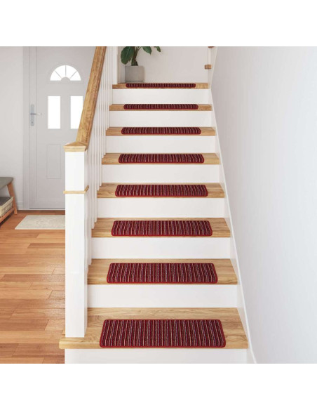 Tappetini per scale autoadesivi 15 pcs Rosso 65 x 21 x 4 cm