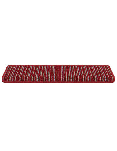 Tappetini per scale autoadesivi 15 pcs Rosso 65 x 21 x 4 cm