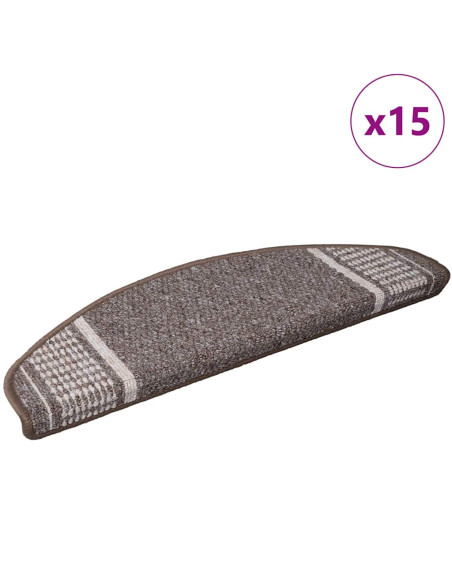 Tappetini per scale autoadesivi 15 pcs Marrone 65 x 21 x 4 cm