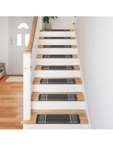 Tappetini per scale autoadesivi 15 pcs Antracite 65 x 21 x 4 cm
