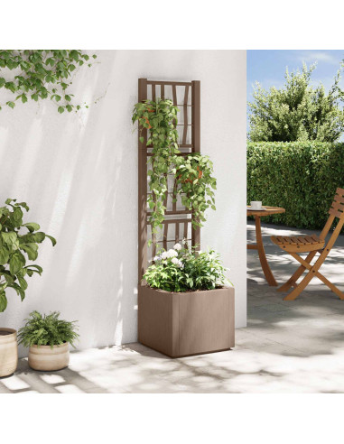 Vaso da Giardino con Trellis Marrone 36 x 36 x 140 cm