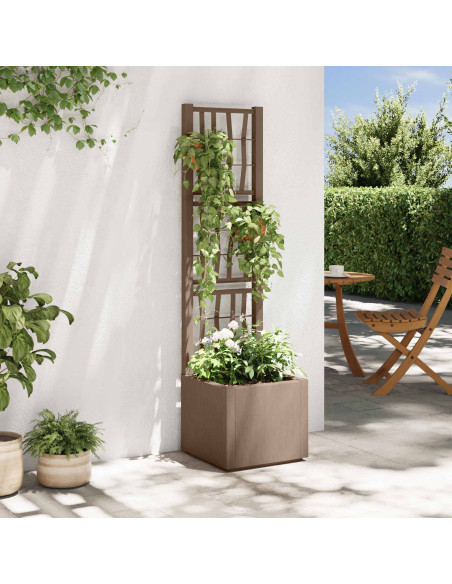 Vaso da Giardino con Trellis Marrone 36 x 36 x 140 cm