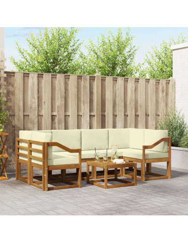 Set di divani da esterno con cuscino 7 pcs Naturale e Crema