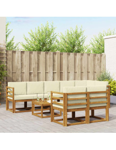 Set di divani da esterno con cuscino 9 pcs Naturale e Crema