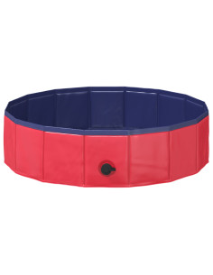 Piscina Pieghevole per Cani Rosso e Blu 80 x 80 x 20 cm PVC