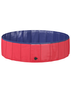 Piscina Pieghevole per Cani Rosso e Blu 120 x 120 x 30 cm PVC