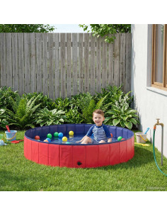 Piscina Pieghevole per Cani Rosso e Blu Ø 160 x 30 cm PVC