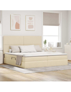 Letto con contenitore e materasso Crema 200 x 200 cm Poliestere