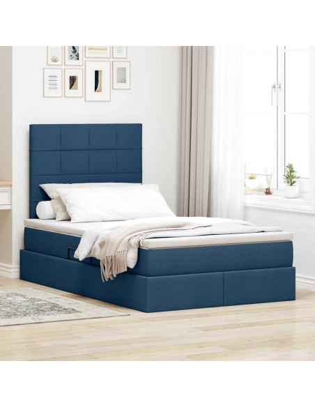 Letto con contenitore e LED con led Blu 120 x 190 cm Poliestere