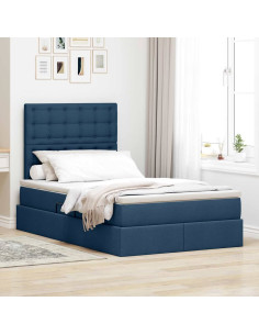 Letto con contenitore e materasso Blu 120 x 190 cm Tessuto